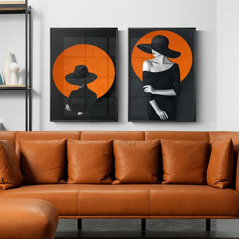 woman-in-black-and-orange-no2-canvas-print