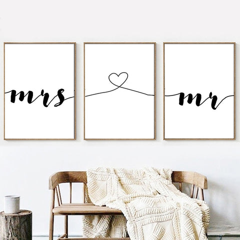 Set Of Three Prints ( Mrs & Mr)