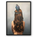 Long Haired Girl With A Bird Canvas Print