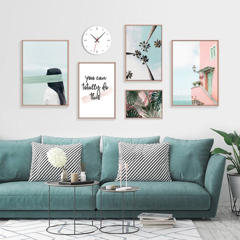 monstera-leaves-on-pink-background-canvas-print
