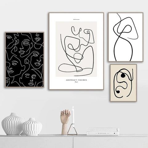Abstract Line Art Figures No1 Canvas Print
