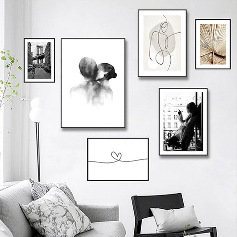Abstract Line Art Heart Canvas Print