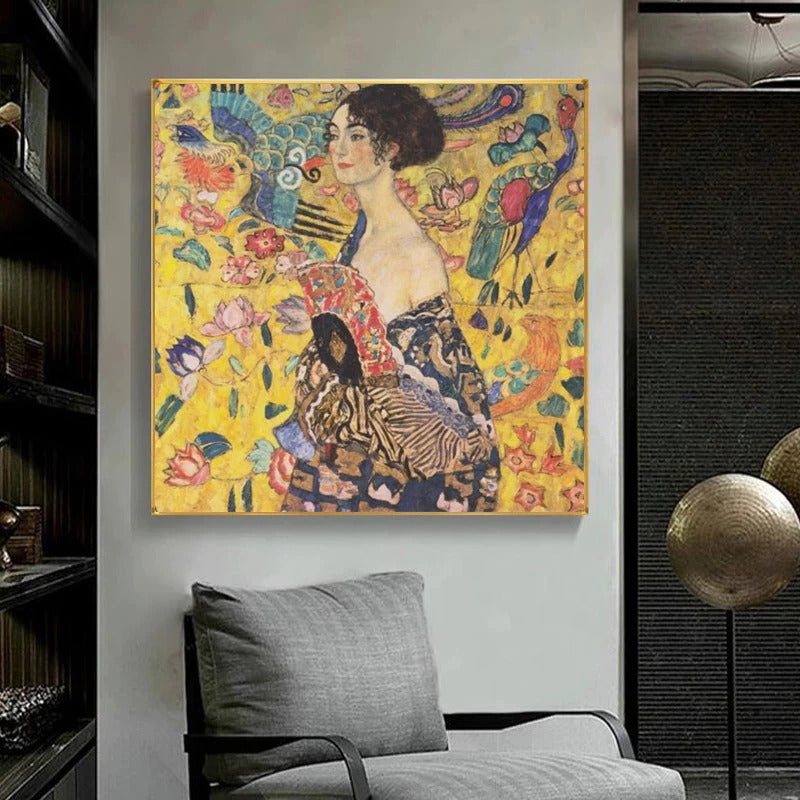 Gustav Klimt Lady With Fan Canvas Print Wall Art Classic Painting – The ...