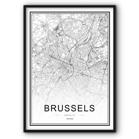 Brussels Map Canvas Print
