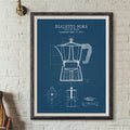 Bialetti Moka Coffee Pot Blueprint In Blue Canvas Print