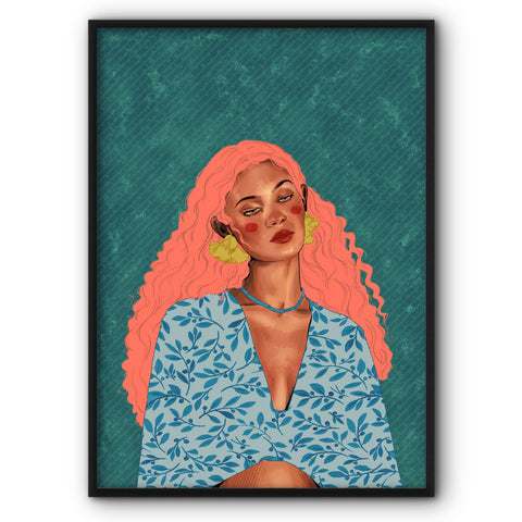 Girl with Pink Hair Art Print