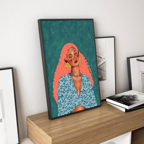 Girl with Pink Hair Art Print