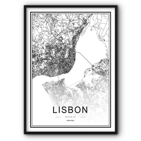 Lisbon Map Canvas Print