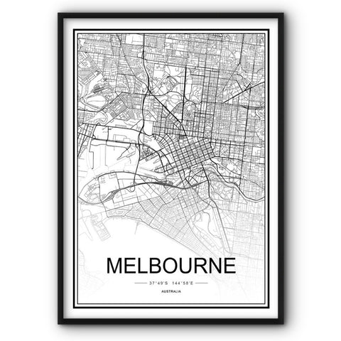 Melbourne Map Canvas Print