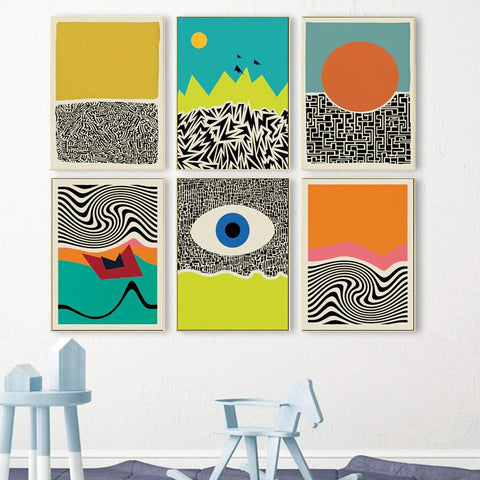 Abstract Orange Sun Art Canvas Print