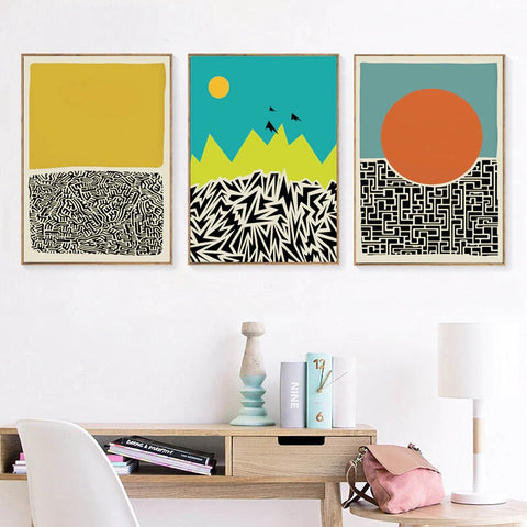 Abstract Orange Sun Art Canvas Print