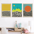Abstract Yellow Mountains Art Canvas Print