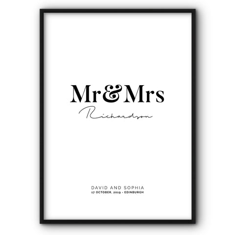 Mr and Mrs Personalisable Wedding Canvas Print