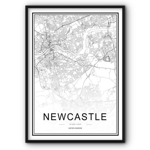 Newcastle Map Canvas Print
