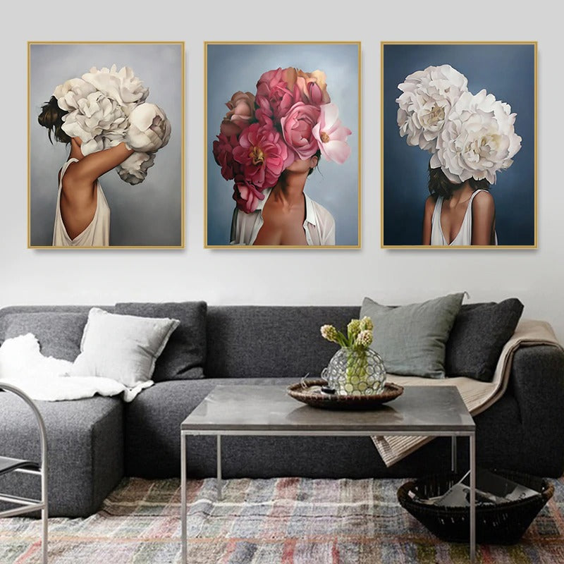 Lady And A Flower Art Canvas Print Wall Art Poster – The Style Habitat