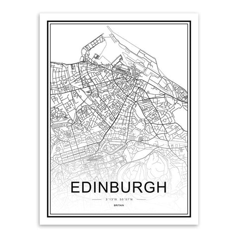 Edinburgh Map Canvas Print
