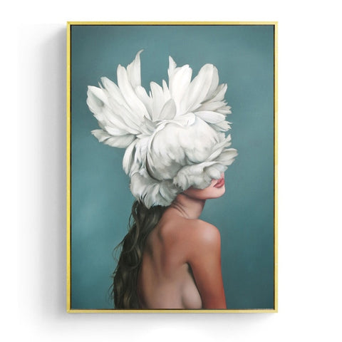 Lady And Feathers Art Print