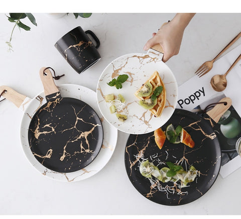 White Golden Marble Pattern Tableware