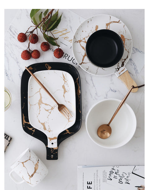 White Golden Marble Pattern Tableware