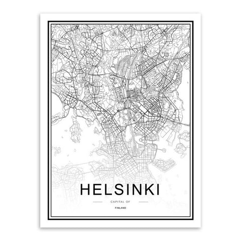 Helsinki Map Canvas Print