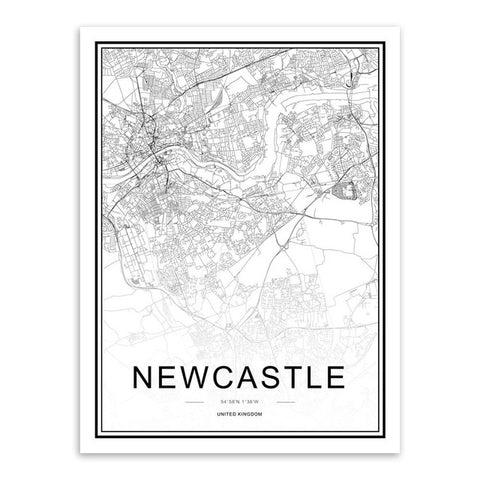 Newcastle Map Canvas Print
