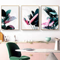 Pink And Green Leaves No2 Canvas Print