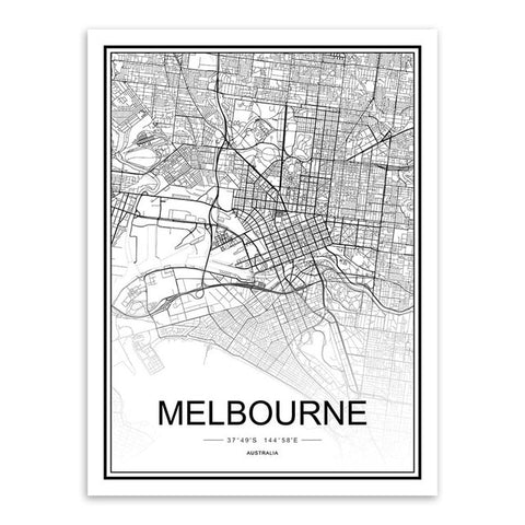 Melbourne Map Canvas Print