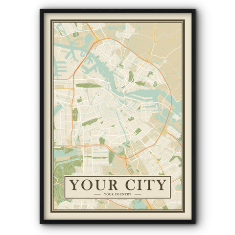 Your Own Retro City Map Custom Canvas Print