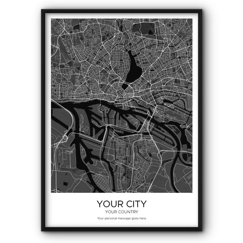 Your Own Dark City Map Custom Canvas Print