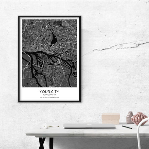 Your Own Dark City Map Custom Canvas Print