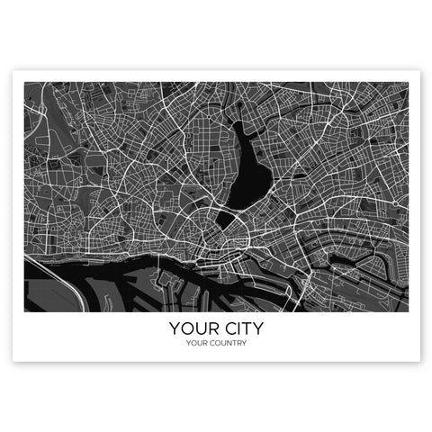 Your Own Dark City Map Custom Canvas Print