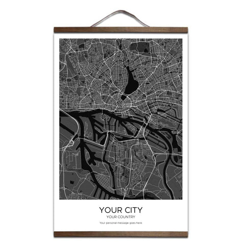 Your Own Dark City Map Custom Canvas Print