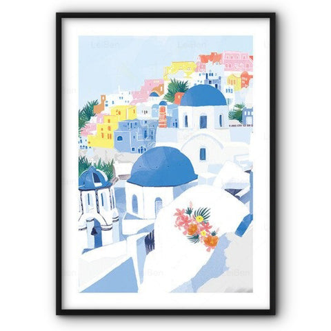 Santorini City Canvas Print