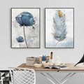 Pastel Blue & Gold Feather Canvas Print