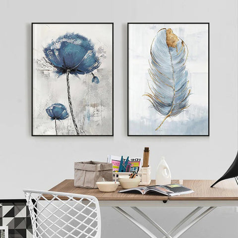 Blue On White Flower Canvas Print