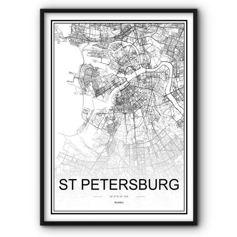 St Petersburg Map Canvas Print