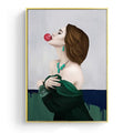 Bubble Gum Lady In A Green Dress Canvas Print