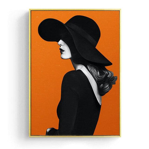 woman-in-black-and-orange-canvas-print