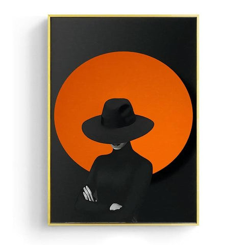 woman-in-black-and-orange-no3-canvas-print