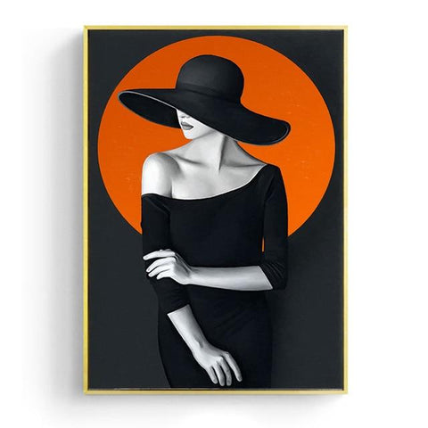 woman-in-black-and-orange-no2-canvas-print