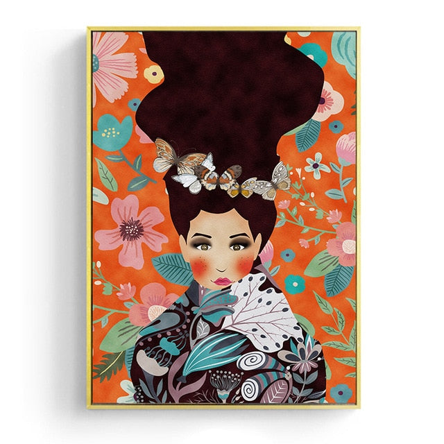 Lady With Red Cheeks No3 Canvas Print Wall Art Poster Illustration ...
